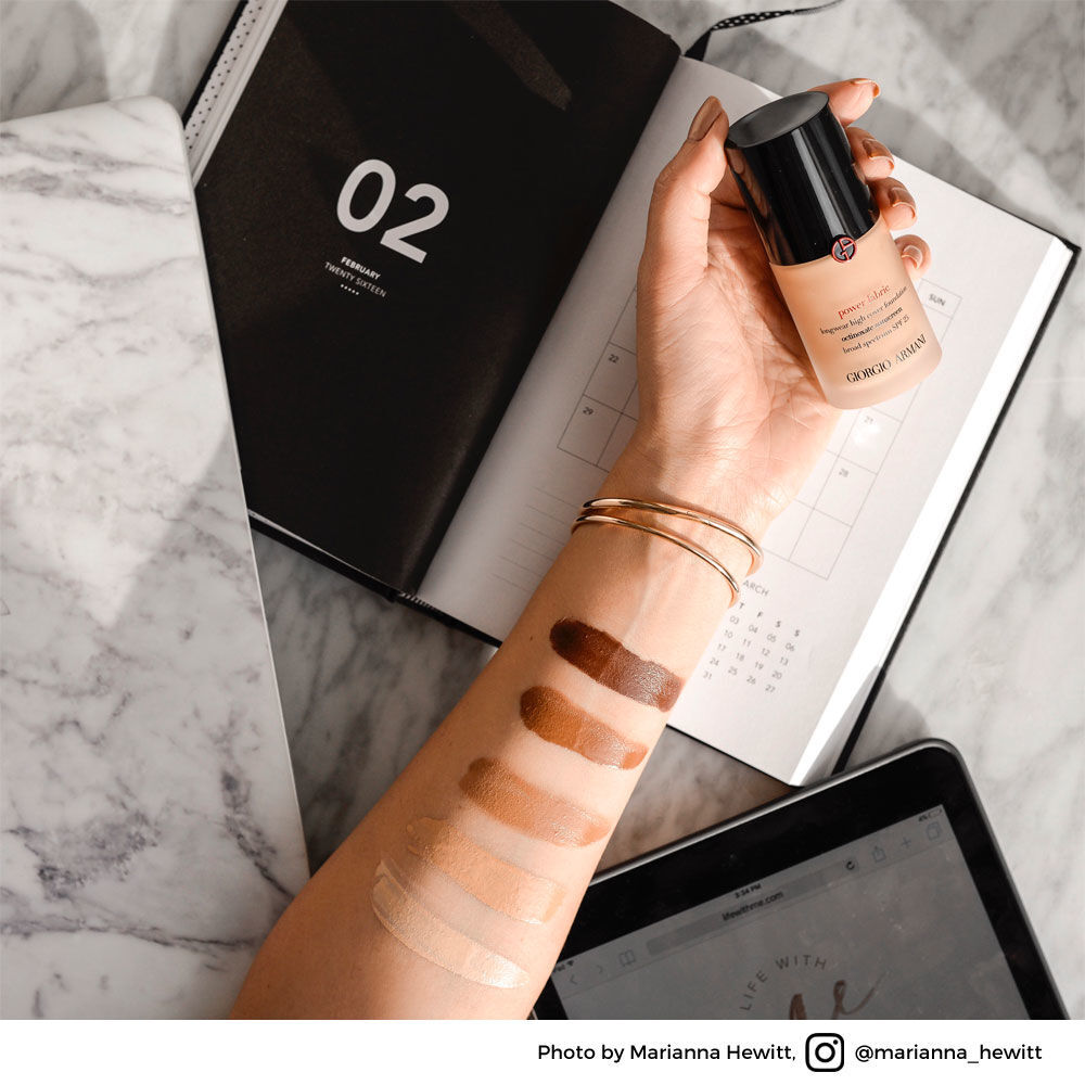 armani power fabric foundation swatches